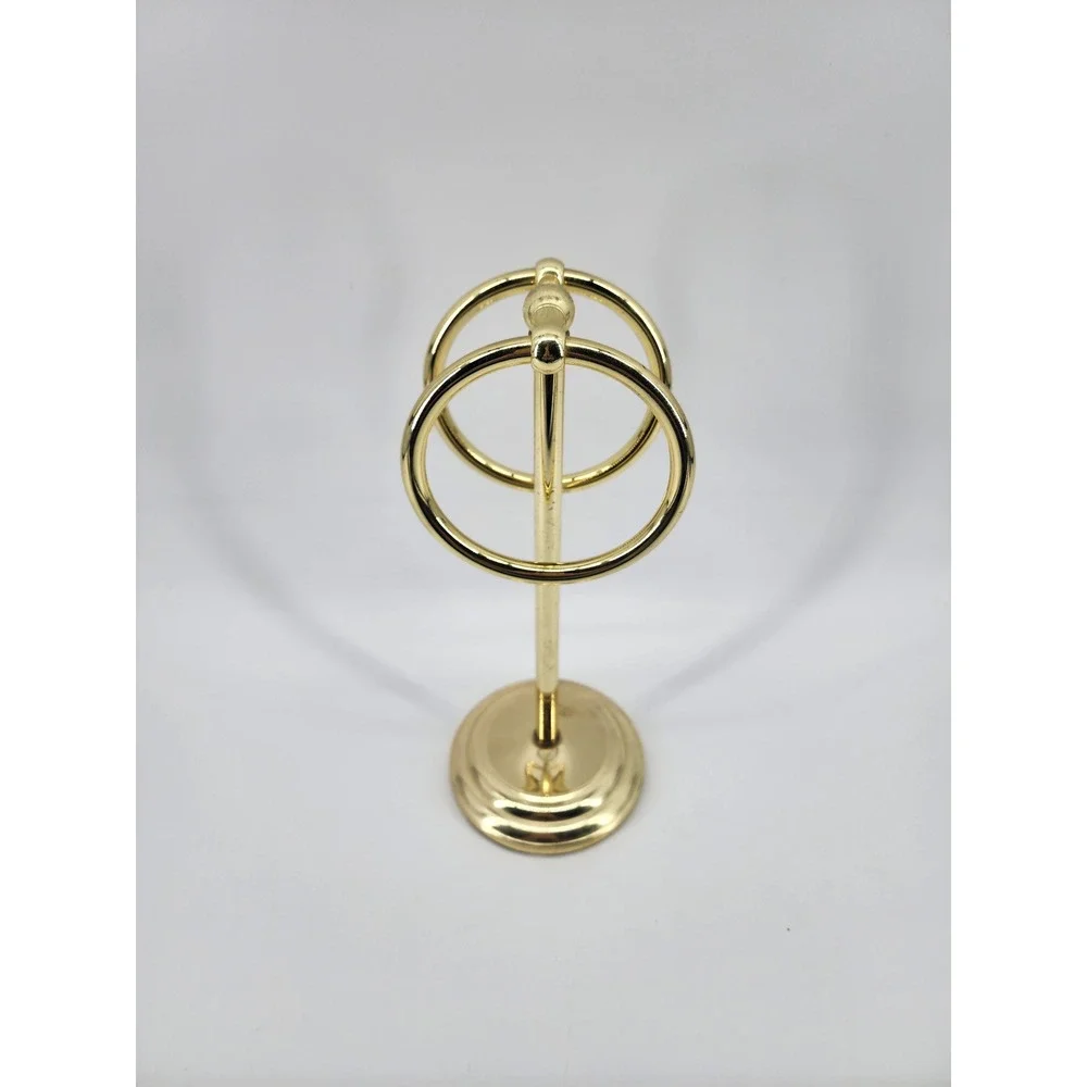 Vintage Gold Brass Countertop Guest Towel‎ Holder Stand Double Ring Vanity Decor